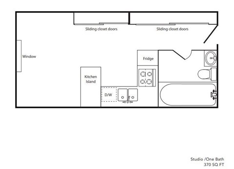 Floor plan for studio, 342 sqft